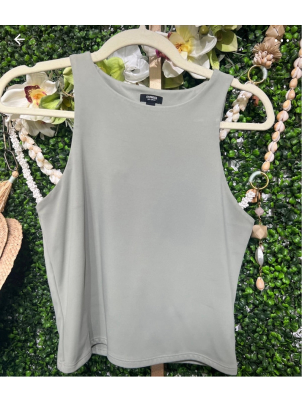 Express Cropped Body Contour Sage Tank Top size Medium